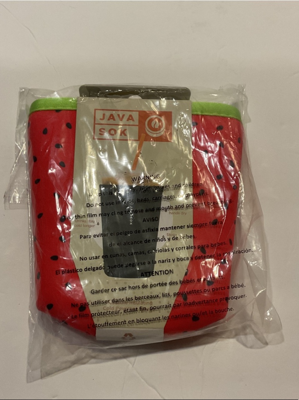 Java Sok Reusable Insulating Cold Beverage Sleeve - Watermelon Design - Picture 5 of 5
